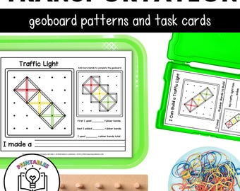 Transportation Geoboards | Task Cards and Full Mat Geoboard Activities