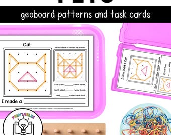 Geoplanos para mascotas / Tarjetas de tareas y actividades de geoplanos de página completa