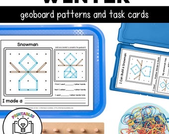 Geoboards voor de winter | Taakkaarten en activiteiten op het volledige mat geoboard