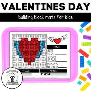 Valentine's Day Building Block Mats - Brick Building Challenge STEM Activity for Kids