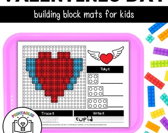 Valentijnsdag bouwsteenmatten - Brick Building Challenge STEM-activiteit voor kinderen