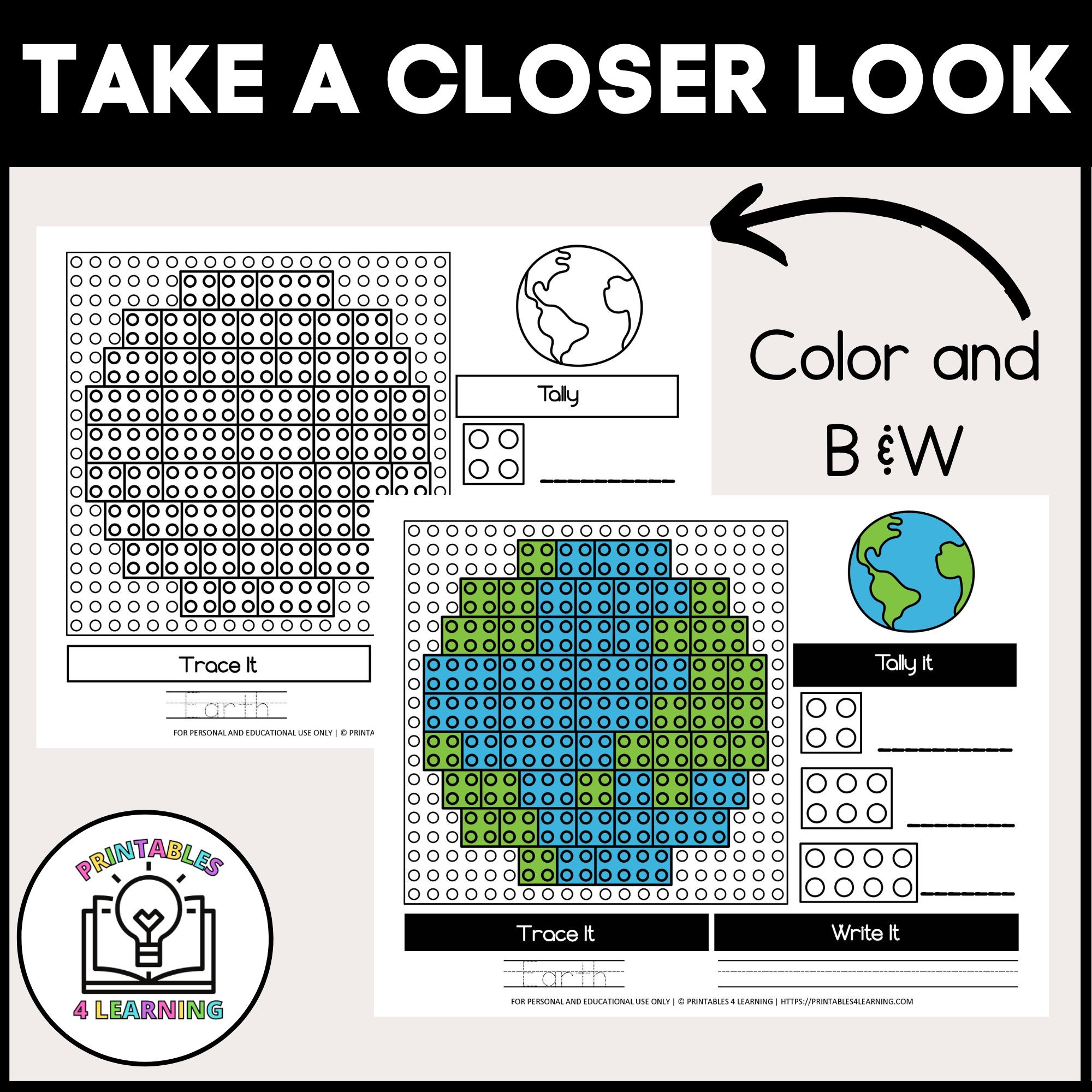 Earth Day Building Block Printable Worksheets - Brick Building ...
