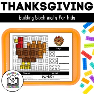 Thanksgiving Building Block Mats - Brick Building Challenge STEM Activity for Kids