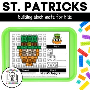 St. Patrick's Day Building Block Printable Worksheets - Brick Building Challenge STEM Activity for Kids