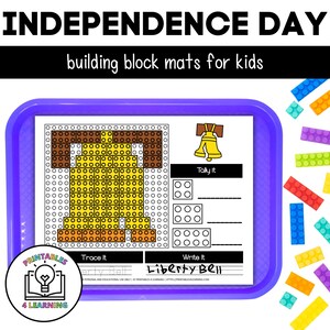 Independence Day Building Block Mats - Brick Building Challenge STEM Activity for Kids