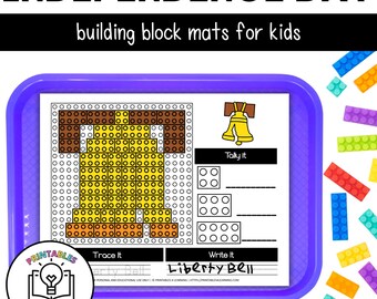 Independence Day Building Block Mats - Brick Building Challenge STEM Activity for Kids