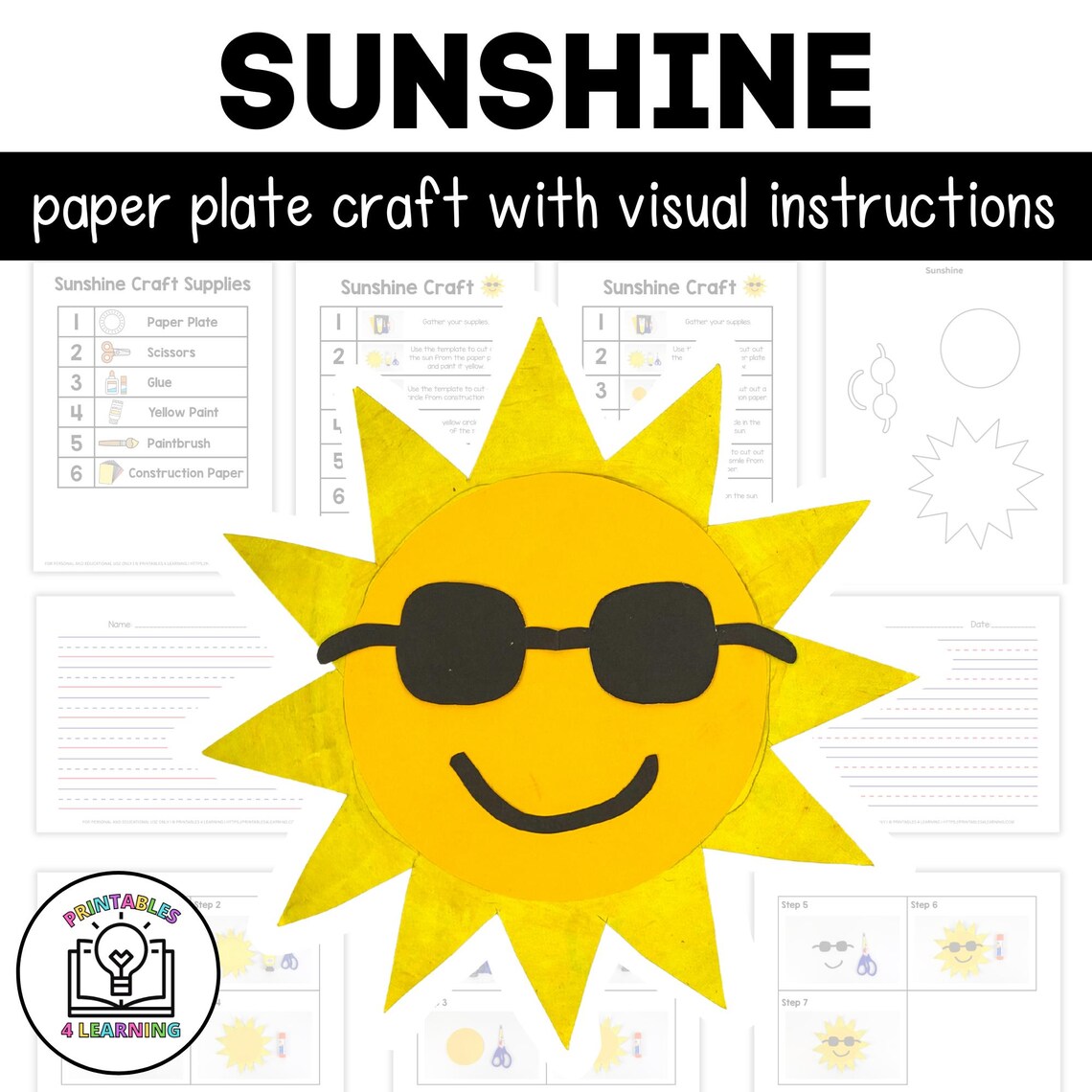 Sunshine Paper Plate Craft With Visual Instructions - Etsy