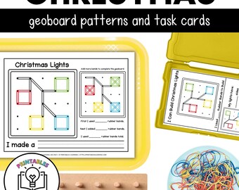 Christmas Geoboards | Task Cards and Full Mat Geoboard Activities
