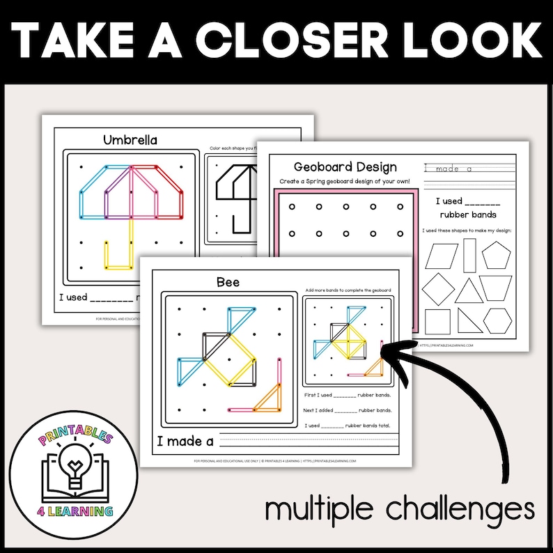 Spring Geoboards | Task Cards and Full Mat Geoboard Activities - Etsy