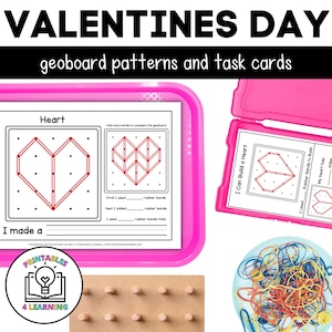 Geoboards do Dia dos Namorados | Cartões de Tarefas e Atividades de Geoboard de Mat Completo