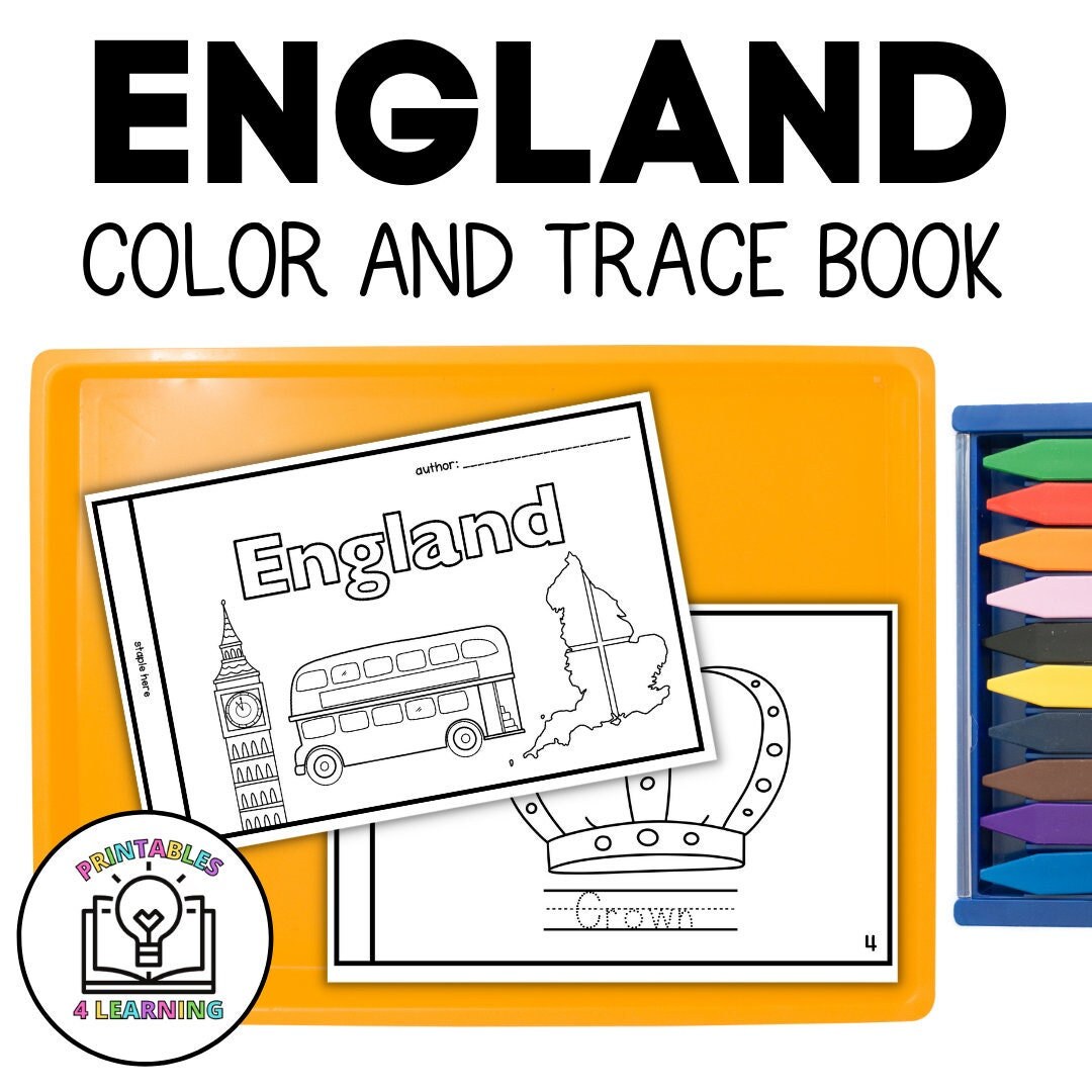 England Color Pages England Color and Trace Book for Kids - Etsy
