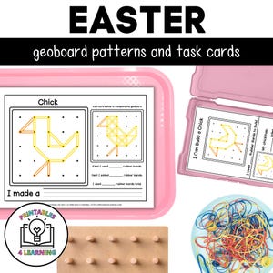 Geoboards de Páscoa | Cartões de Tarefas e Atividades de Geoboard de Página Inteira