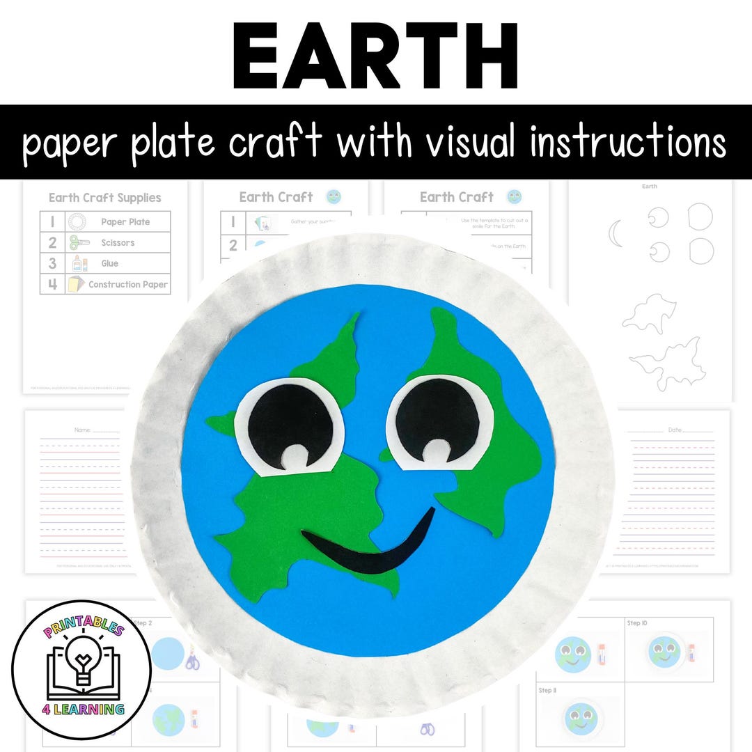 Earth Paper Plate Craft With Visual Instructions - Etsy