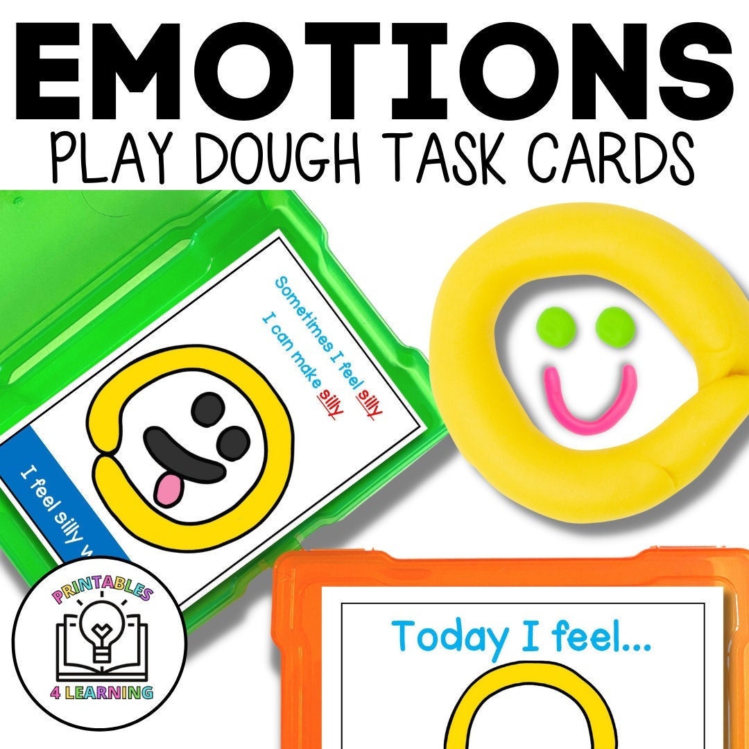 Emotions Play Dough Task Cards - Etsy for Free Printable Playdough Task Cards
