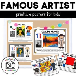 Cartazes de sala de aula de artistas famosos para impressão para crianças | Download digital instantâneo