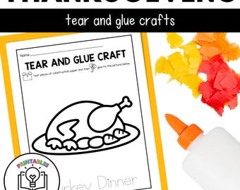 Thanksgiving Torn Art Crafts | Preschool and Kindergarten Fine Motor Activity