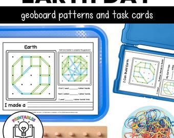 Earth Day Geoboards | Task Cards and Full Mat Geoboard Activities