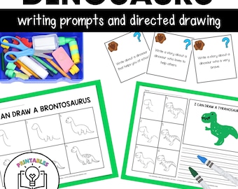 Dinosaur Directed Drawing | Dinosaur Writing Prompts