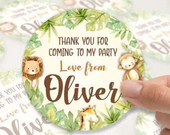 35 Wild One Boy Custom stickers, Jungle Safari personalised stickers, Party Favour, Christening, Thank you favour, Thanks for coming