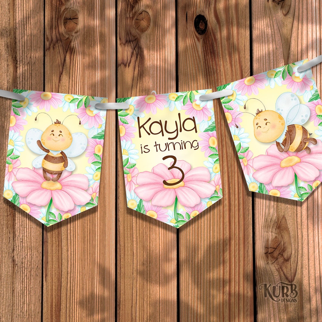 Buy Honey Bee Party Banner Bee Birthday Bunting Bees Decoration Cute ...