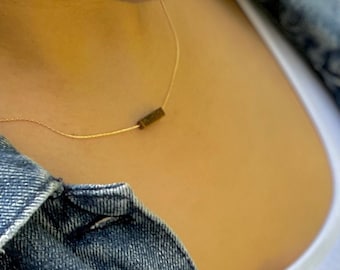 Genuine Tiger's Eye Necklace: Brown Stone Pendant, Minimalist Boho Jewelry