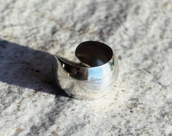 Chunky Sterling Silver Ear Cuff: Retro Style No Piercing Earring