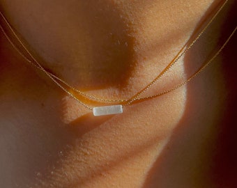 Dainty Selenite Necklace, Gold Filled Crystal Pendant, Minimalist Everyday Jewelry, Choose Your Stone, Layering Necklace