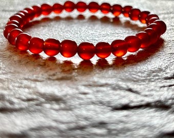 Genuine Beaded Crystal Bracelets, Carnelian Gemstone Clear Rock Crystal Clear Quartz Stone by - Peace of Stone Handmade Jewlery