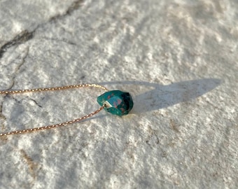 Handmade Teardrop Bloodstone Necklace: March Birthstone Jewelry