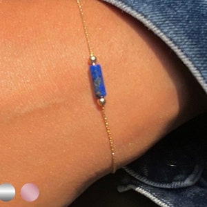 Lapis Lazuli Dainty Bracelet Blue Crystal Bracelets Beaded, Delicate Handmade Unique Jewelry Gifts, September Birthstone Genuine Gemstone