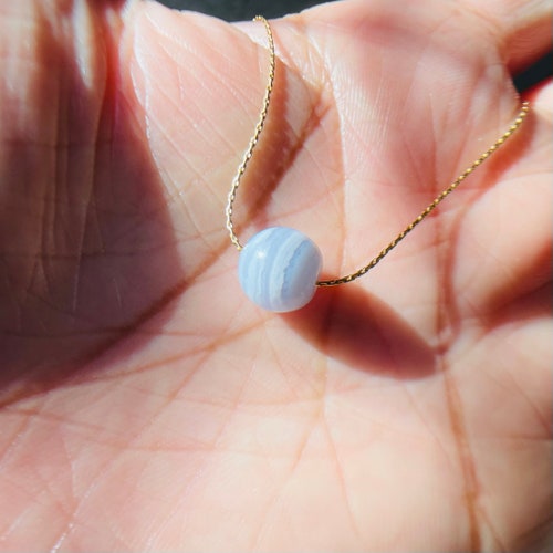 Blue Lace Agate Pendant Necklaces, Throat Chakra Necklace, Crystal Jewelry