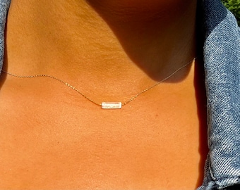 Dainty Selenite Necklace: .925 Silver & 14K Gold Filled Crystal Energy