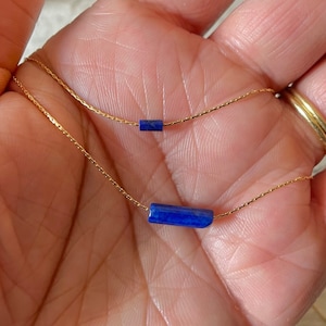 Small Blue Crystal Simple Stacking Necklace Wedding  by PeaceofStoneHandmade• Quality Sterling & 14K Gold Filled Dainty Lapis Lazuli Jewelry