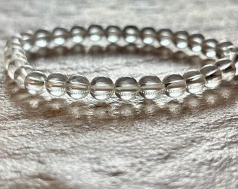 Genuine Beaded Crystal Bracelets, Carnelian Gemstone Clear Rock Crystal Clear Quartz Stone by - Peace of Stone Handmade Jewlery