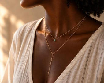 Genuine Jadeite Pendant Necklace Crystal Light Green Drop, Gold Filled, Sterling Silver, Rose Gold