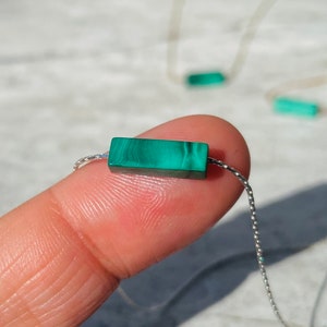 Green Malachite Necklace Small Crystal Pendant |Peace of Stone Handmade| Quality .925 Sterling or 14KT Gold Filled Green Malachite Jewelry