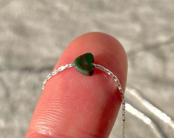 Bloodstone Heart Necklace: Dainty Gemstone Pendant, March Birthstone