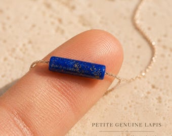 Midnight Stars Lapis Lazuli Necklace by PeaceofStoneHandmade Minimalist Blue Crystal Throat Chakra Healing Stone Unique Jewelry Gift for Her