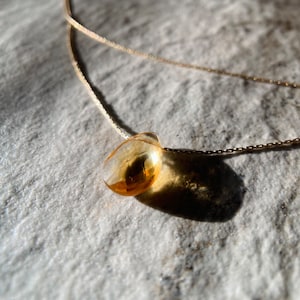 Citrine Teardrop Pendant Necklace: Sterling Silver & 14K Gold Filled