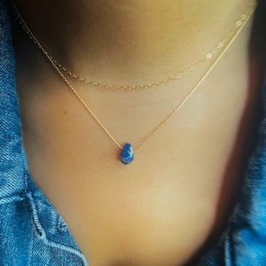 Teardrop Sodalite Pendant Necklace: Denim Blue Stone, Sterling Silver or Gold Filled