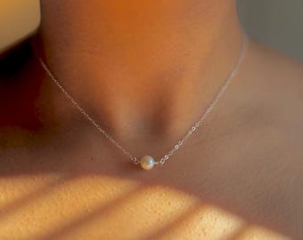 Dainty Pearl Necklace: Sterling Silver or Gold Filled, Minimalist Jewelry