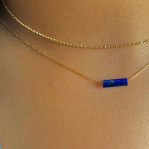 Midnight Stars Lapis Lazuli Necklace by PeaceofStoneHandmade Minimalist Blue Crystal Throat Chakra Healing Stone Unique Jewelry Gift for Her