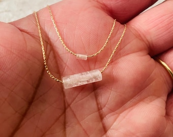 Small Clear Quartz Simple Necklace Wedding Floating Crystal by PeaceofStoneHandmade• Sterling & 14K Gold Filled REAL Clear Quartz Jewelry