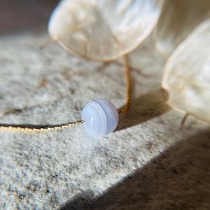 Blue Lace Agate Choker: Handmade Crystal Pendant Necklace