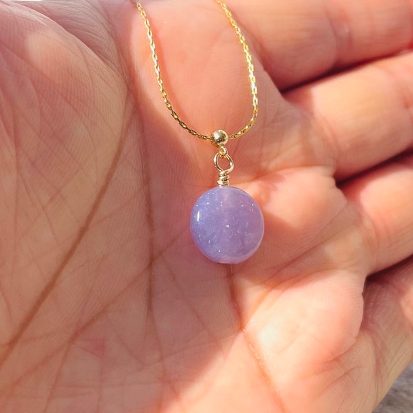 Lavendel paarse lepidoliet ketting, kristallen kettingen, unieke sieraden geschenken, meditatie kristallen, handgemaakte sieraden, paarse stenen kettingen