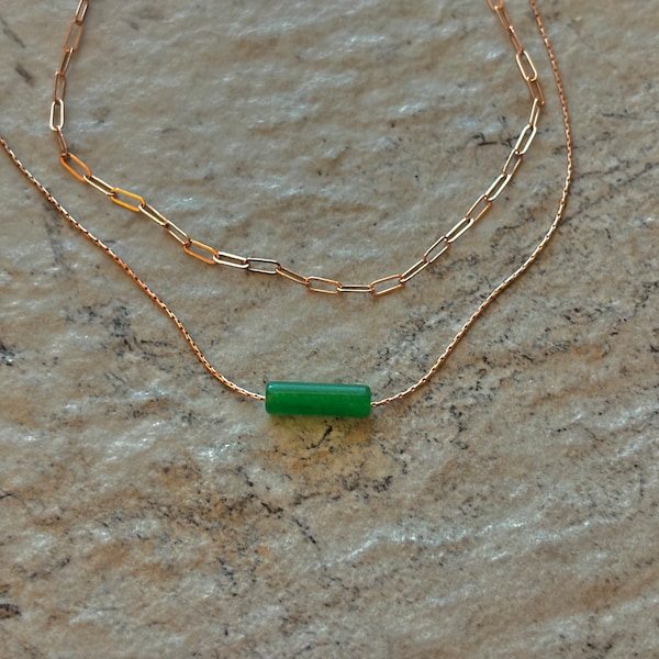 Emerald Green Gem Rose Gold Necklaces Bridal Bridesmaids Simple Jewelry Gift Wedding Accessories Dainty Pendant Long Short Necklace -Classic