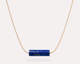 Lapis Lazuli Necklace Dainty Blue Pendant Short to Long Thin Chain, Fine Lapis Jewelry