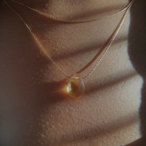 Citrine Teardrop Necklace: Sterling Silver & Gold Filled Pendant