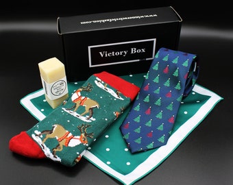 Gift Box for Men - Christmas Joy - Subscription Box for Men, Ties, Socks, Pocket Squares, Lapel Pins, Natural Soaps, More - VictoryBox