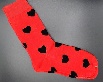 Black Heart on Red Socks - Men's Fashion Accessories, Gifts for Him, Formal Wear, Semi-Formal, Ties, Bowties, Gift Boxes, More - VictoryBox